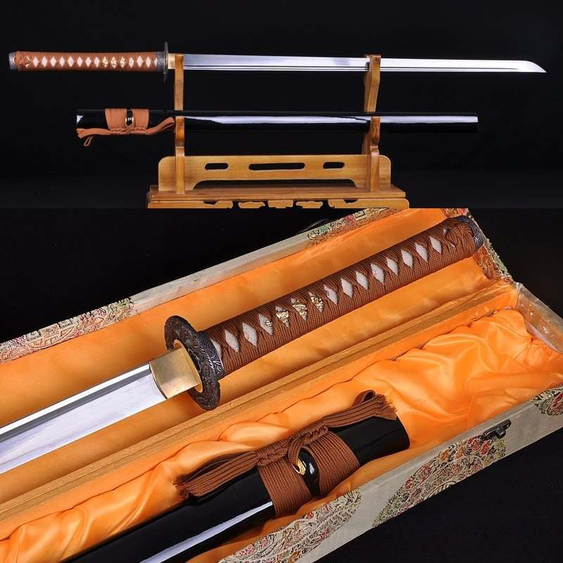 Hand Forged Folded Damascus Steel Ninjato Straight Blade Samurai Ninja Chokuto Sword