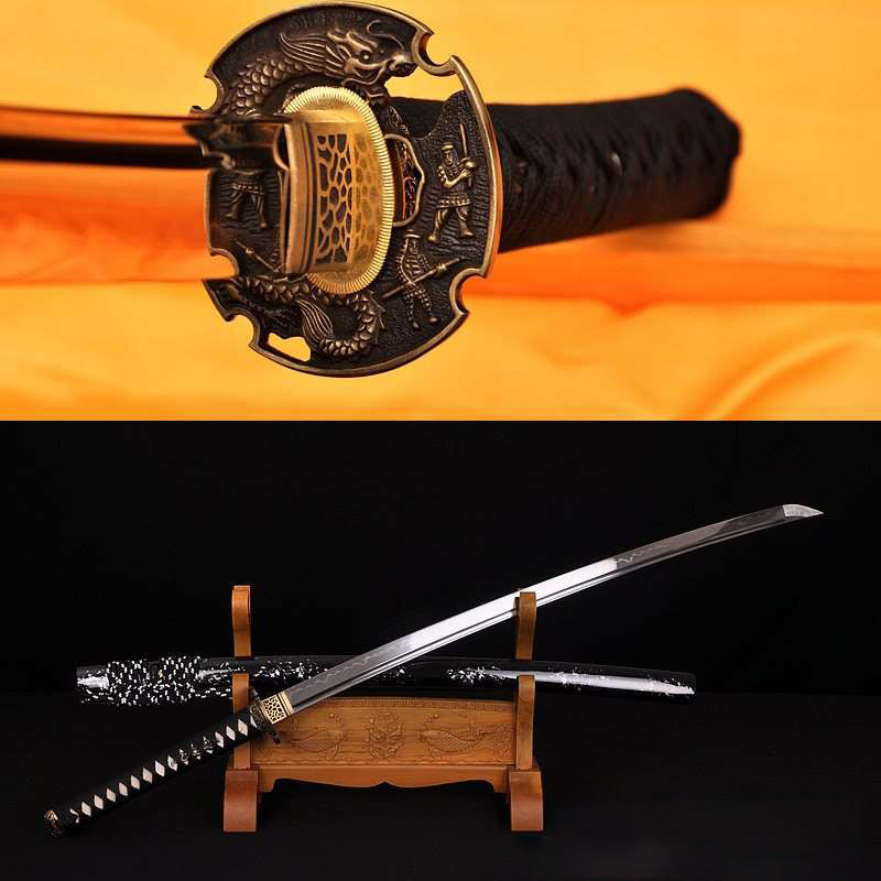Hand Forged 1095 High Carbon Steel Clay Tempered Dragon Samurai