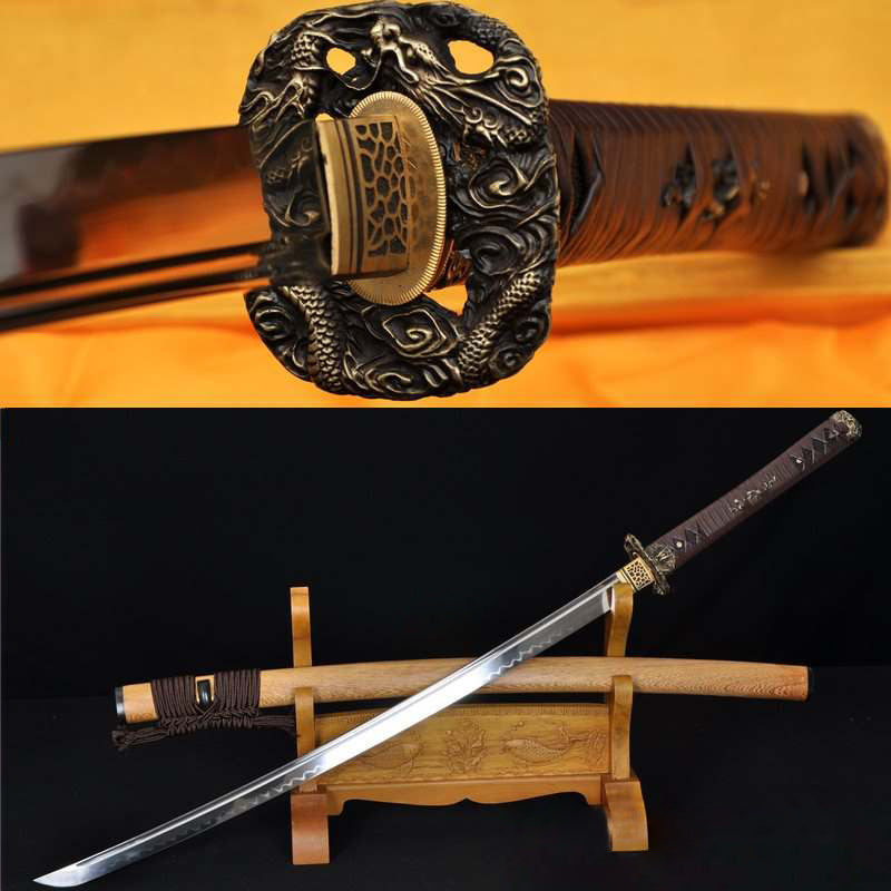 Hand Forged 1095 High Carbon Steel Clay Tempered Dragon Samurai