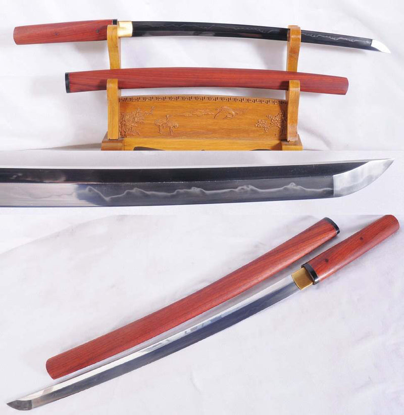 1095 High Carbon Steel Clay Tempered Shirasaya Samurai Wakizashi Sword