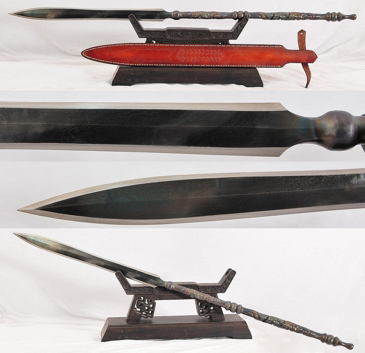 S?jutsu Hoko Yari Straight Japanese Spear Black Folded Steel Blade 39" Pole Arm Qiang