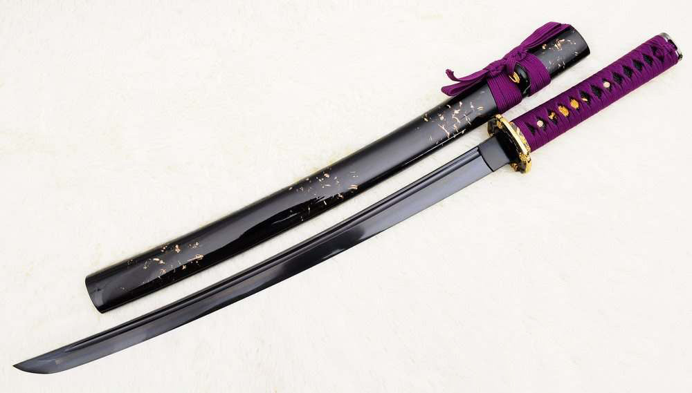 Hand Forged 1060 High Carbon Steel Black Blade Wakizashi Samurai Sword