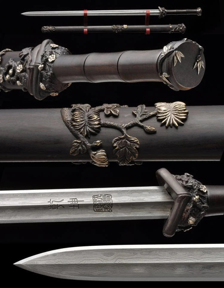 Four Gentlemen Jian Pattern Steel Blade Plum Orchid Bamboo Four Gentlemen Jian Pattern Steel Blade Plum Orchid Bamboo