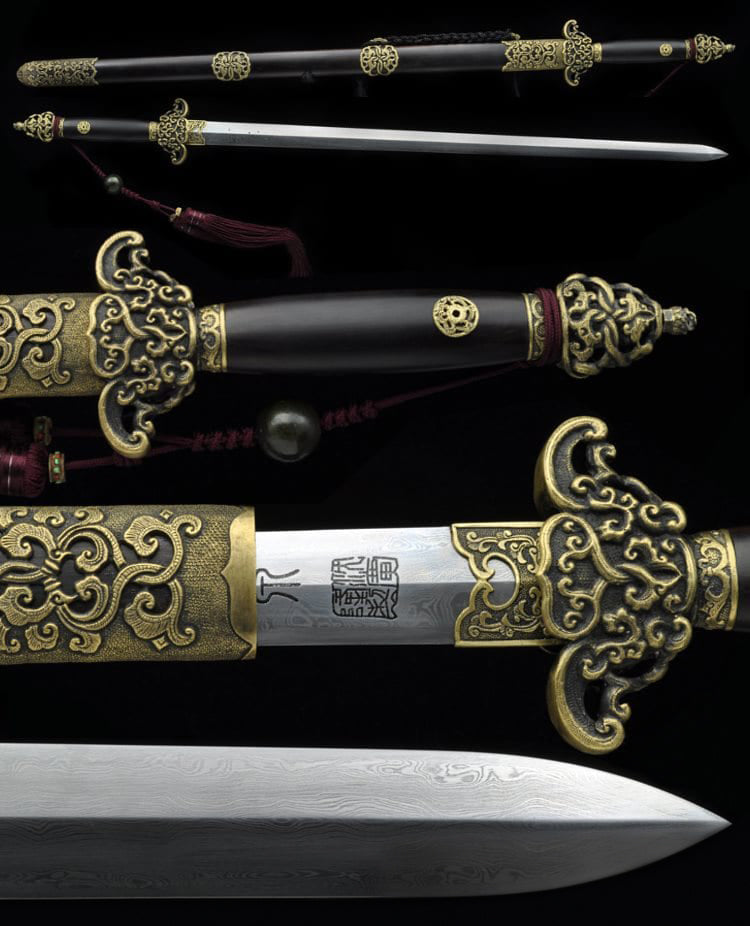 Yggdrasil Jian Folded Damascus Steel Blade Kung Fu Chinese Martial