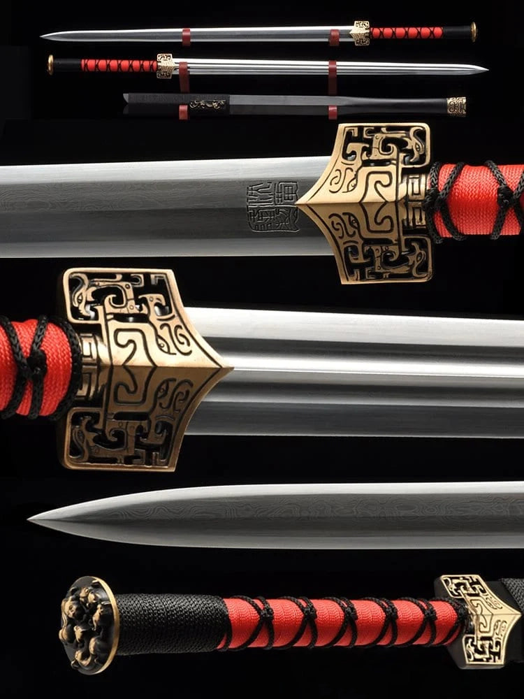 Han Dynasty Eight-Sided or Double Groove Blade Jian Hand Forged Folded Steel Chinese Sword