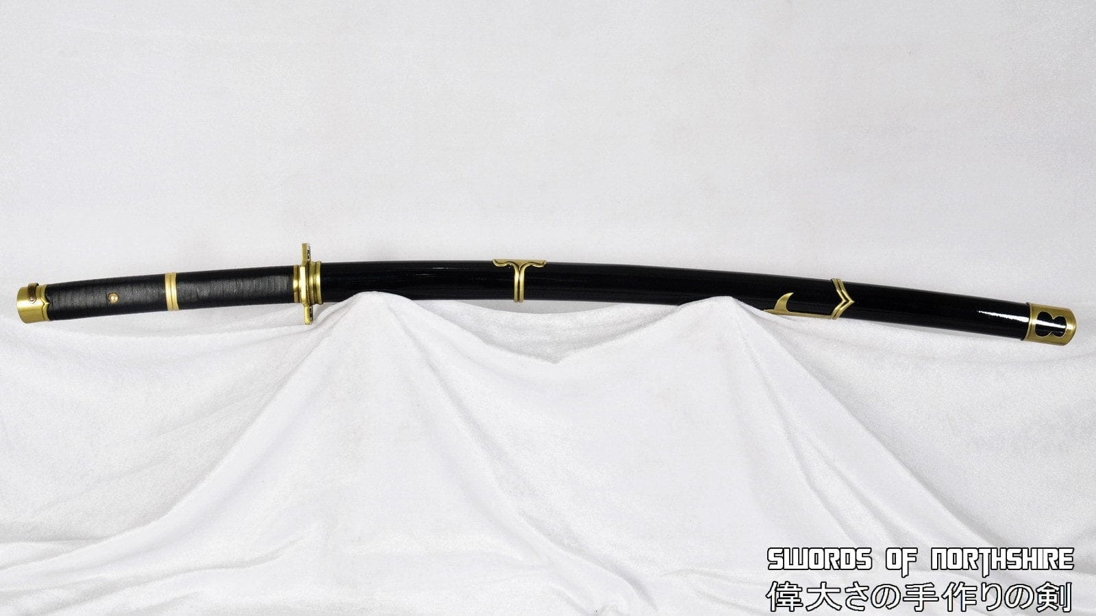 One Piece Yubashiri Roronoa Zoro Clay Tempered & Folded Steel Gyaku-Kobuse Katana Sword