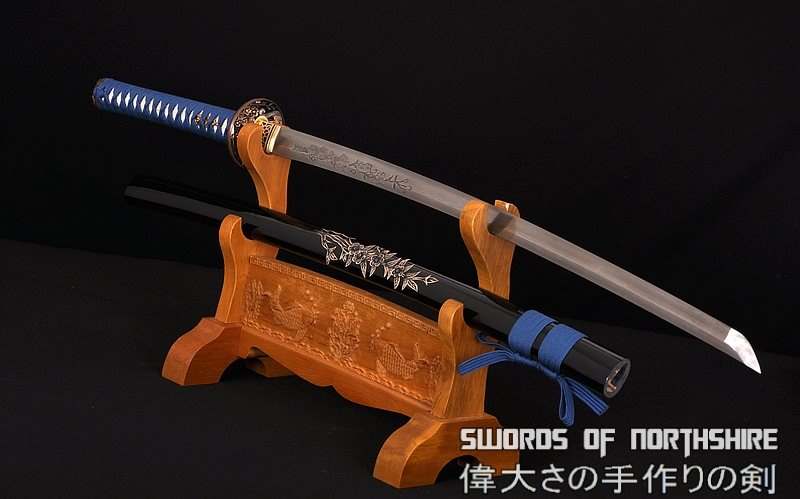 Hand Forged Folded Damascus Steel Blade Cherry Blossom Carving Samurai Katana Sword