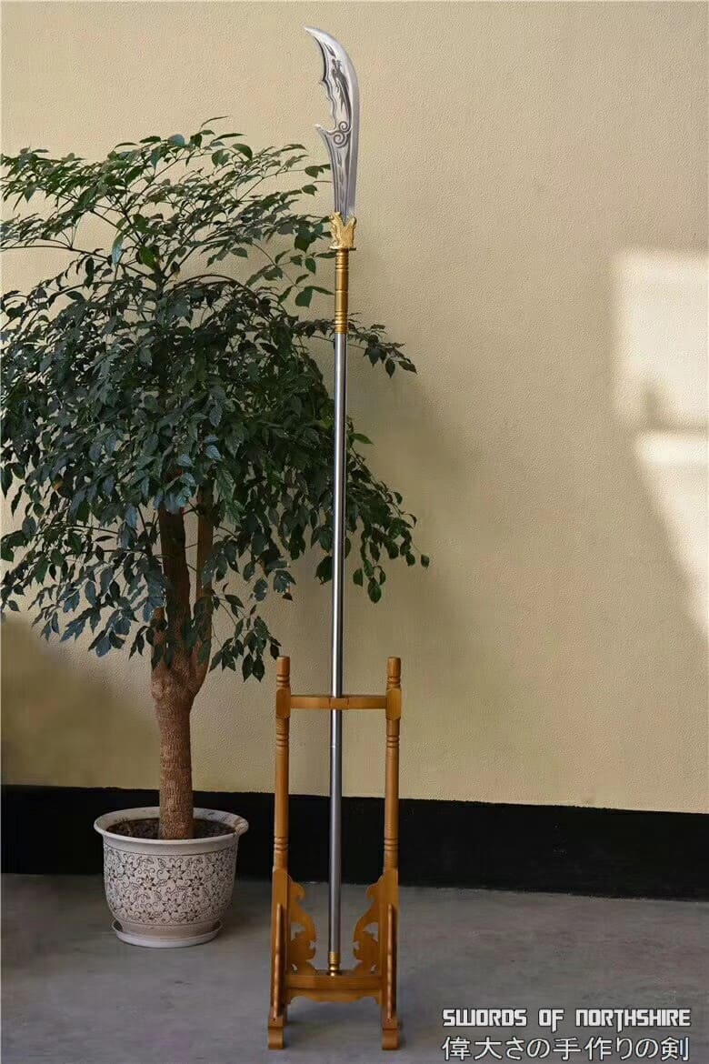 Hand Forged Guan Dao 1095 Carbon Steel Chinese Dragon Guan Yu Crescent Moon Guandao