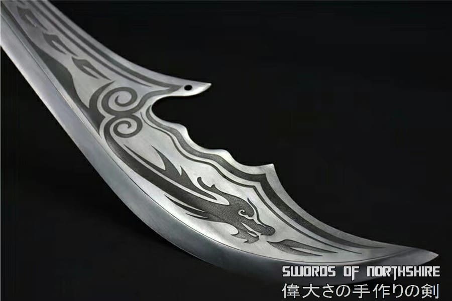 Hand Forged Guan Dao 1095 Carbon Steel Chinese Dragon Guan Yu Crescent Moon Guandao