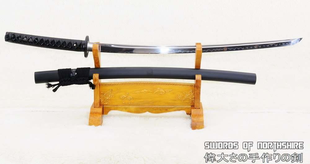 Clay Tempered 1095 High Carbon Steel All Black Samurai Katana Sword