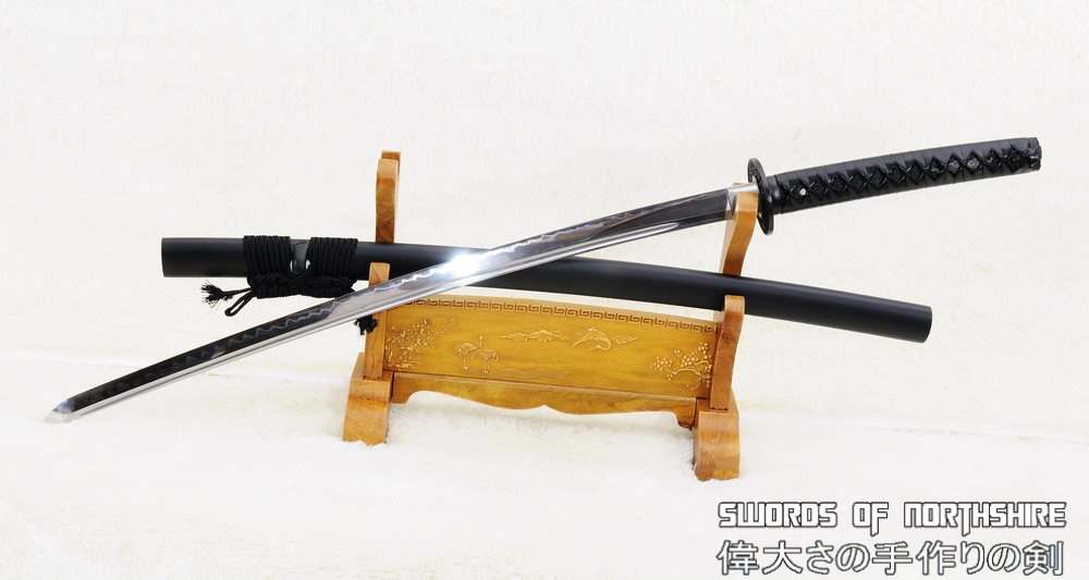 Clay Tempered 1095 High Carbon Steel All Black Samurai Katana Sword
