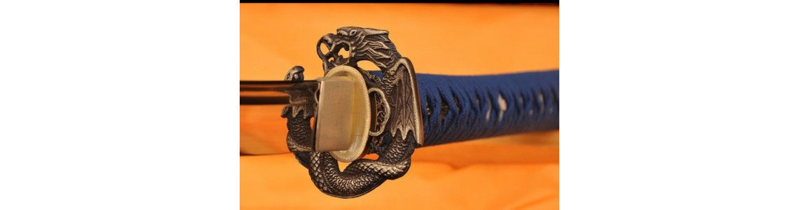 an iaito with a blue tsuka