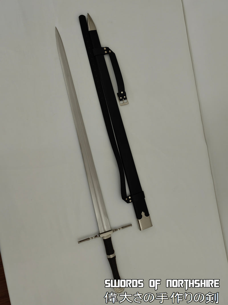 Geralt of Rivia's steel sword next to its sheath