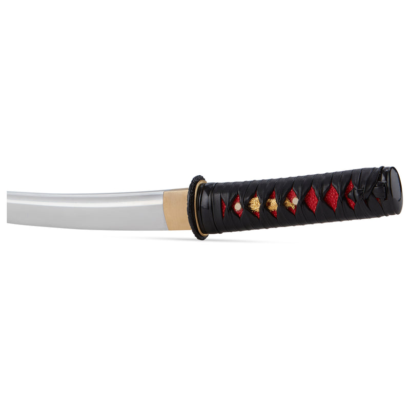 Black and red handle tanto short sword knife