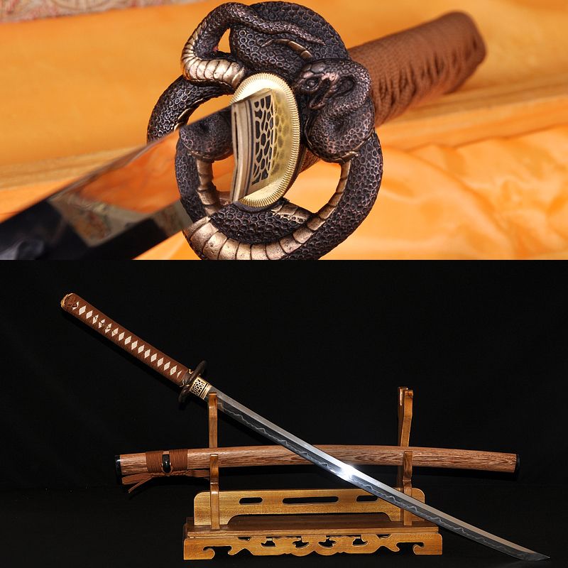 Hand Forged 1095 High Carbon Steel Clay Tempered Serpent Samurai Katana Sword