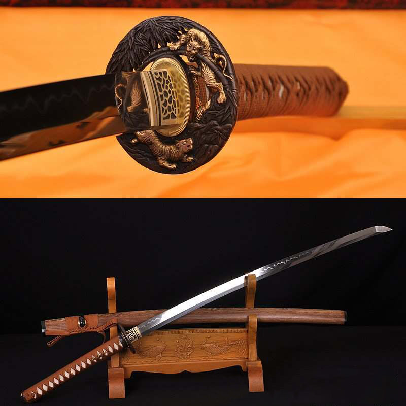 Hand Forged 1095 High Carbon Steel Clay Tempered Tiger Samurai Katana Sword