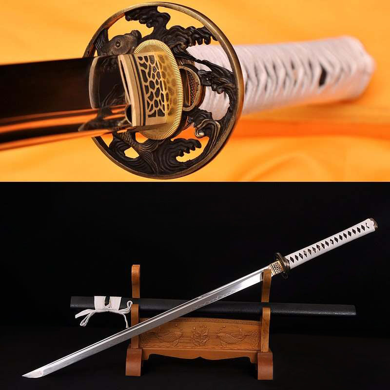 Hand Forged 1095 High Carbon Steel Clay Tempered Koi Fish Samurai Chokuto Ninja Sword