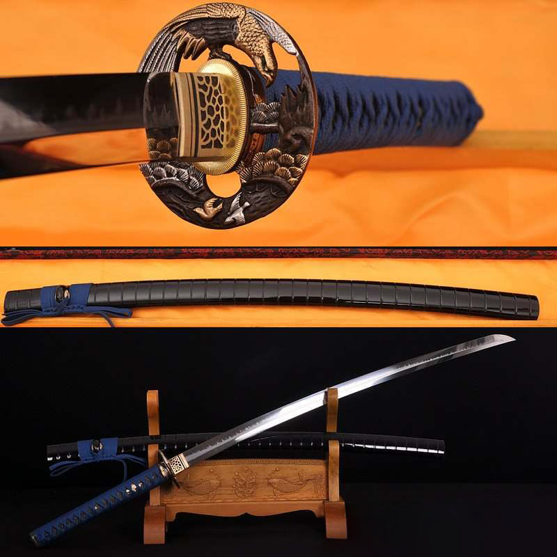 Clay Tempered T-10 High Speed Steel Blade Samurai Eagle Katana Sword w/ Hazuya Polish