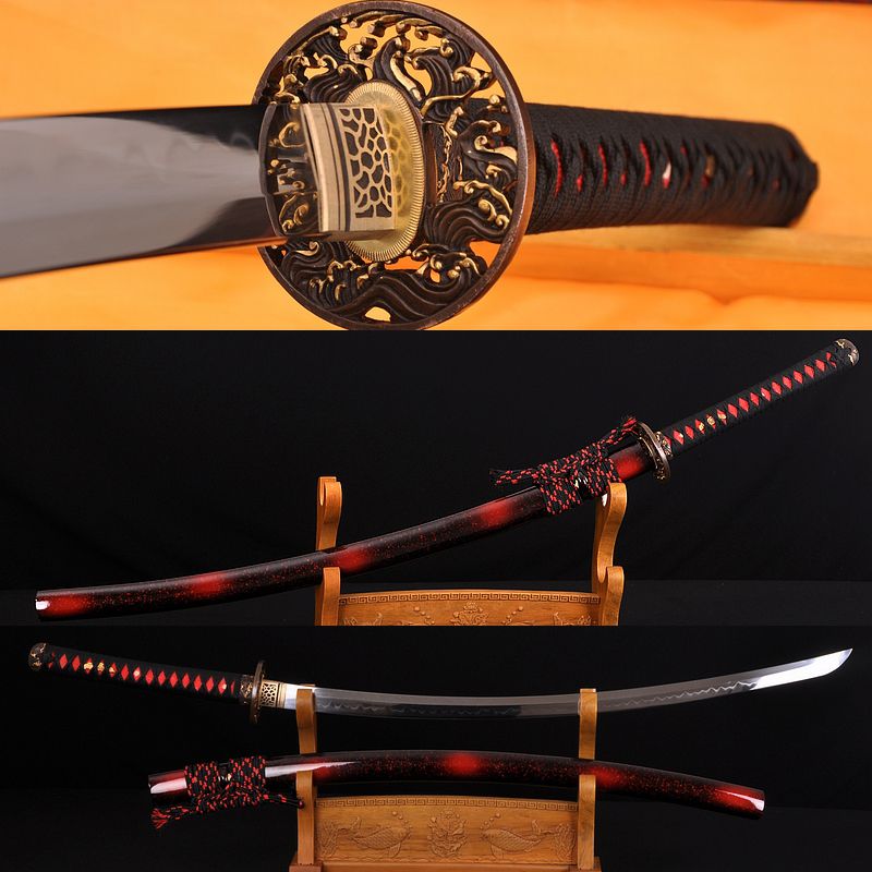 Deep 1.26" Sori Hand Forged 1095 High Carbon Steel Clay Tempered Samurai Katana Sword