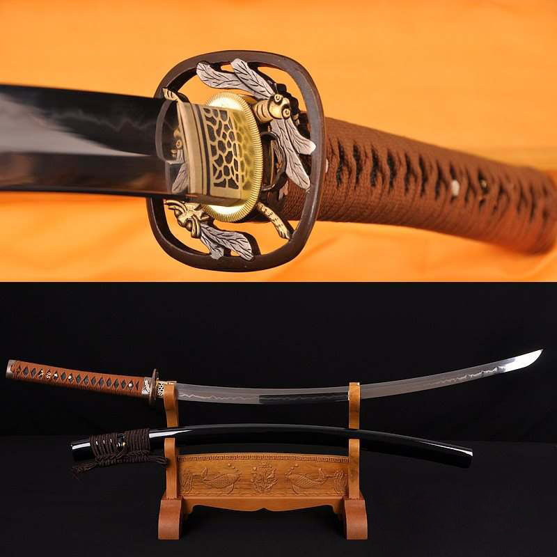 Deep 1.26" Sori Curve 1095 High Carbon Steel Clay Tempered Dragonfly Samurai Katana Sword