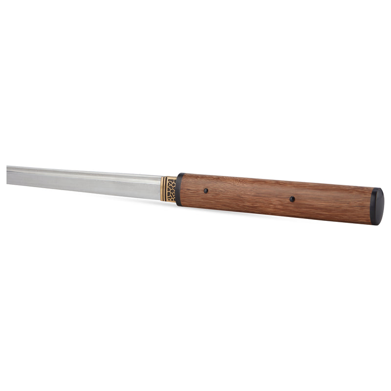 Hand Forged Damascus Folded Steel Straight Blade Huali Wood Shirasaya Samurai Ninja Sword