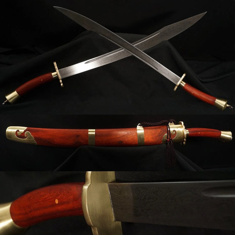 Avatar Zuko Dual Broadswords 1060 Folded Steel Blade Twin Chinese Martial Arts Dao Sword Set