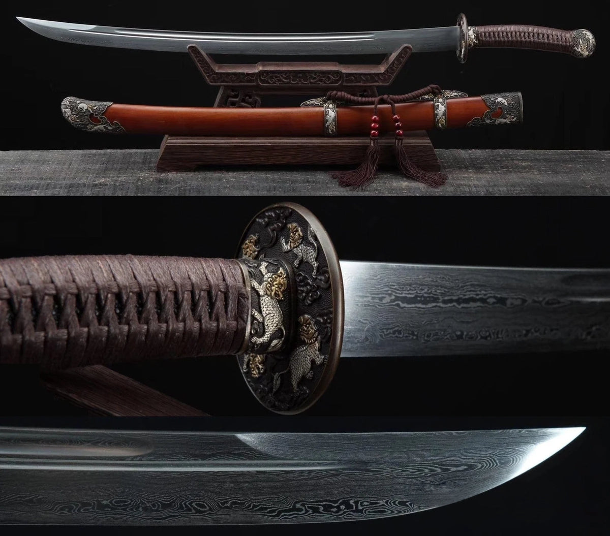 Qilin Dao Folded Steel Blade Mythological Chimera Battle Ready Chinese Martial Arts Tai Chi Sword