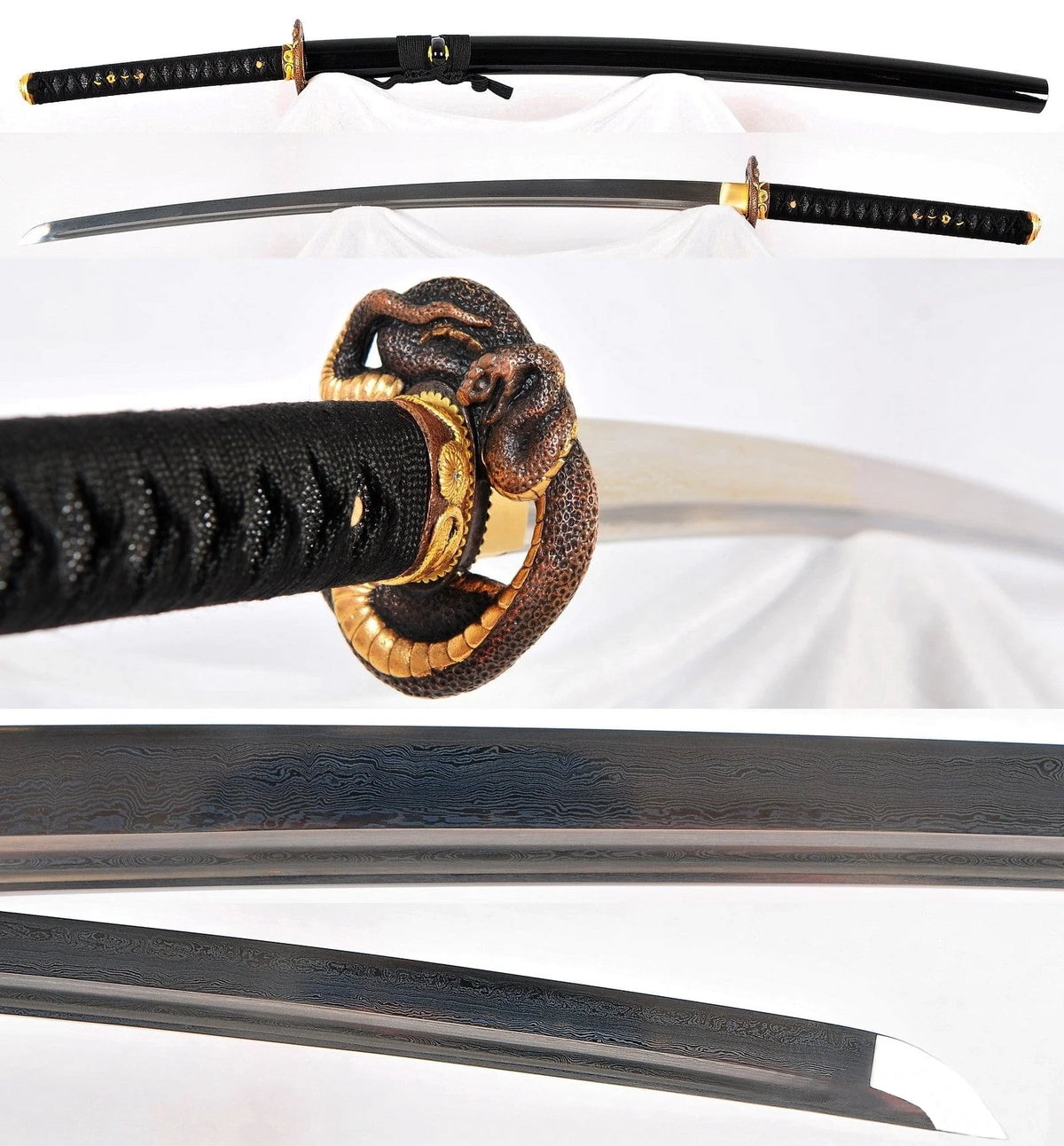 Hand Forged Folded Damascus Steel Blade Samurai Sword Serpent Katana