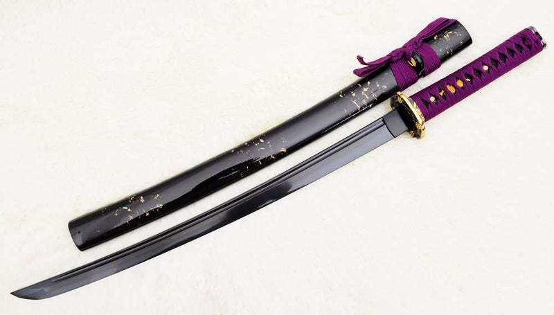 Hand Forged 1060 High Carbon Steel Black Blade Wakizashi Samurai Sword