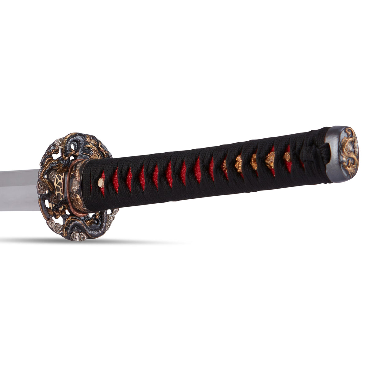 Red Saya with Shell Inlay and Buffalo Horn Red and Black Katana