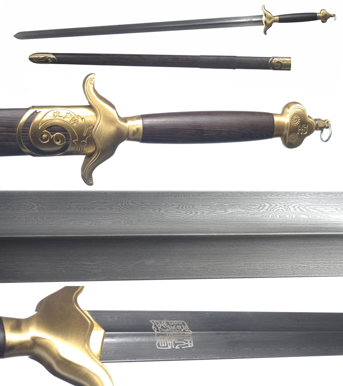 Folded Damascus Steel Blade Traditional Jian Wushu Chinese Martial Arts Kung Fu Tai Chi Sword