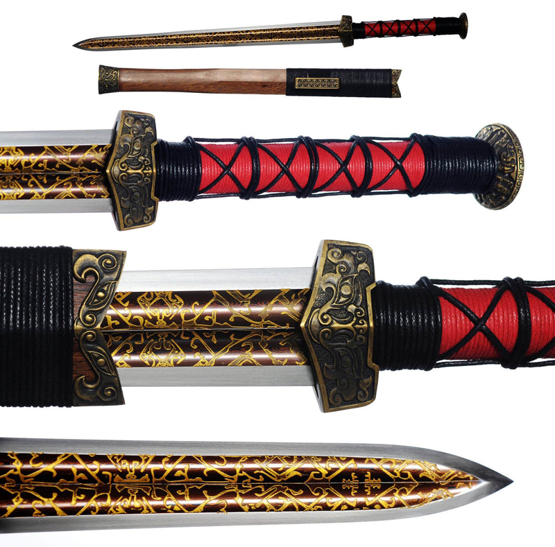 Folded Steel Etched Blade Han Jian Wushu Chinese Martial Arts Kung Fu Tai Chi Sword
