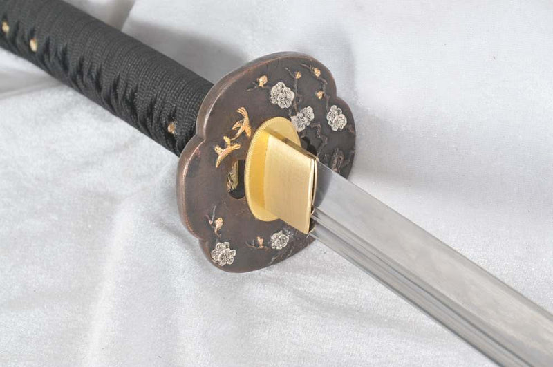 Left-Handed Katana 1095 High Carbon Steel Clay Tempered Unokubi Zukuri Blade