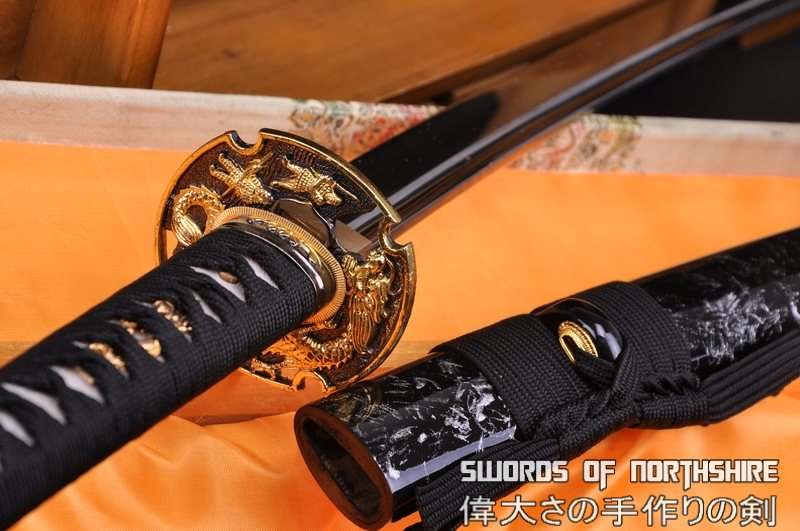 Hand Forged 1060 High Carbon Steel Blade Martial Arts Iaito Golden Dragon Katana