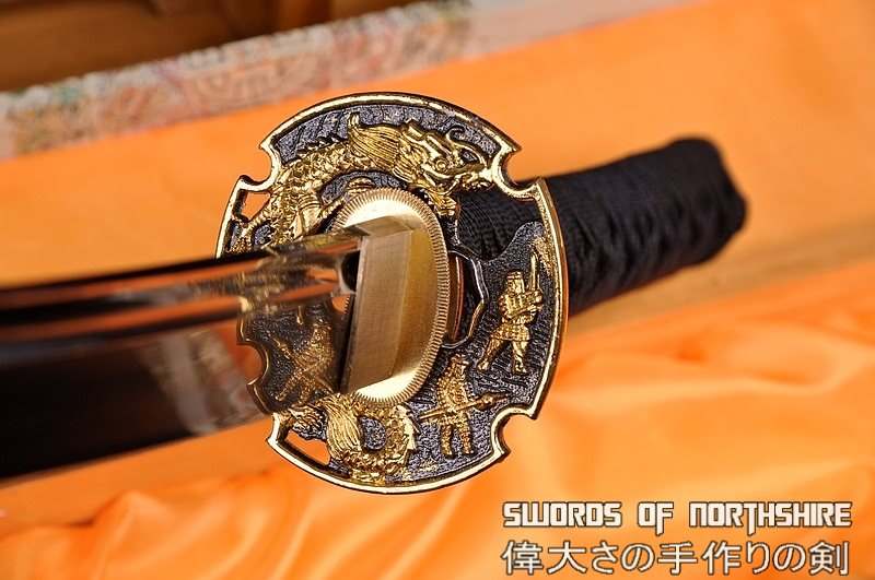 Hand Forged 1060 High Carbon Steel Blade Martial Arts Iaito Golden Dragon Katana