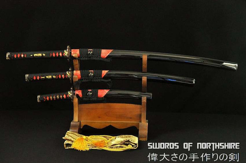 1095 High Carbon Steel Clay Tempered Samurai Sword Daisho Set Katana, Wakizashi & Tanto