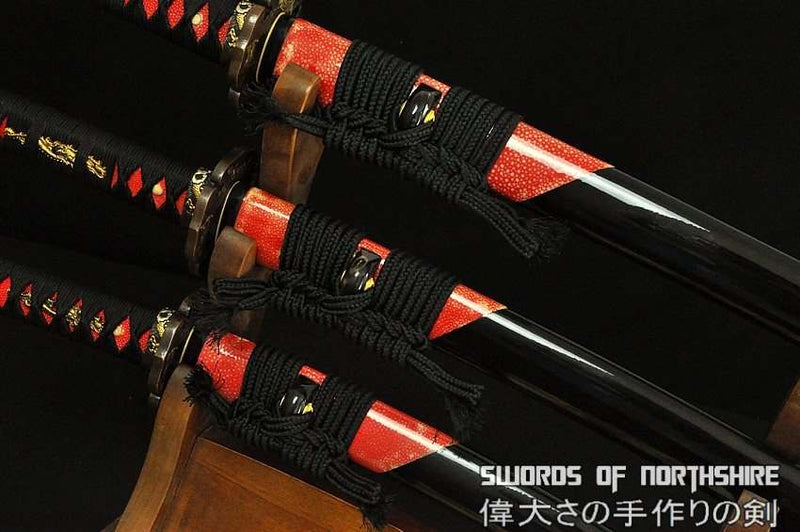 1095 High Carbon Steel Clay Tempered Samurai Sword Daisho Set Katana, Wakizashi & Tanto