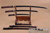 Hand Forged 1060 Steel Black Blade Katana, Wakizashi, and Tanto Samurai Daisho Sword Set