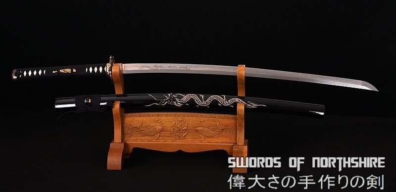 Hand Forged Folded Damascus Steel Clay Tempered Samurai Katana Dragon Sword