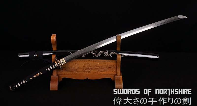 Hand Forged Folded Damascus Steel Clay Tempered Samurai Katana Dragon Sword