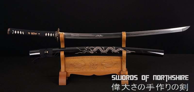 Hand Forged Folded Damascus Steel Clay Tempered Samurai Katana Dragon Sword