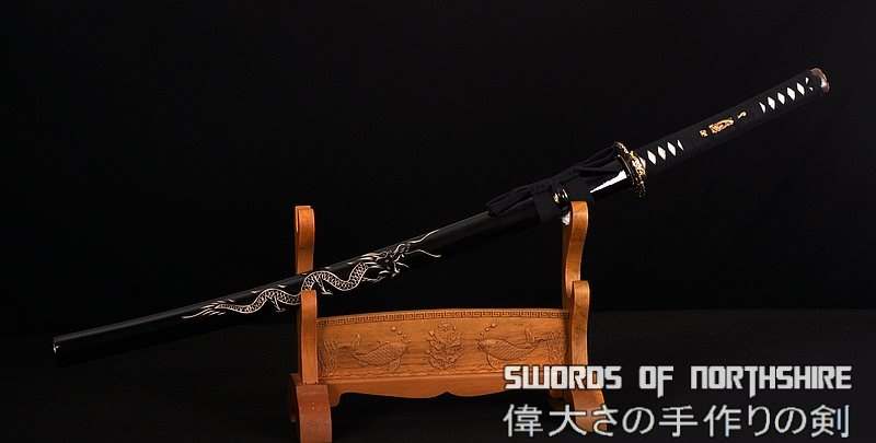 Hand Forged Folded Damascus Steel Clay Tempered Samurai Katana Dragon Sword