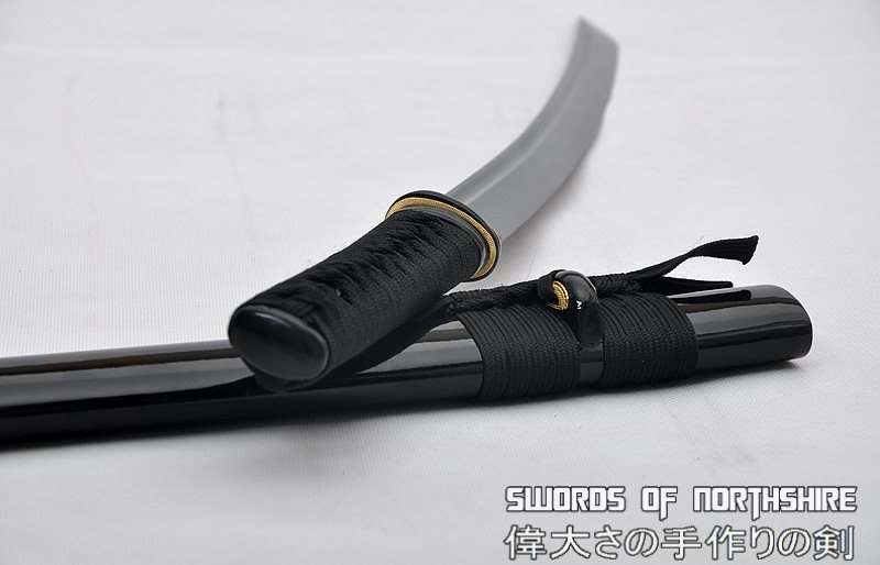 Hand Forged 1060 High Carbon Black Steel Blade Full Tang Tactical Samurai Wakizashi Sword