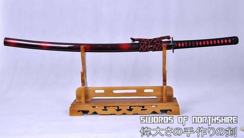 Hand Forged Black and Red Folded Damascus Steel Samurai Katana Sword