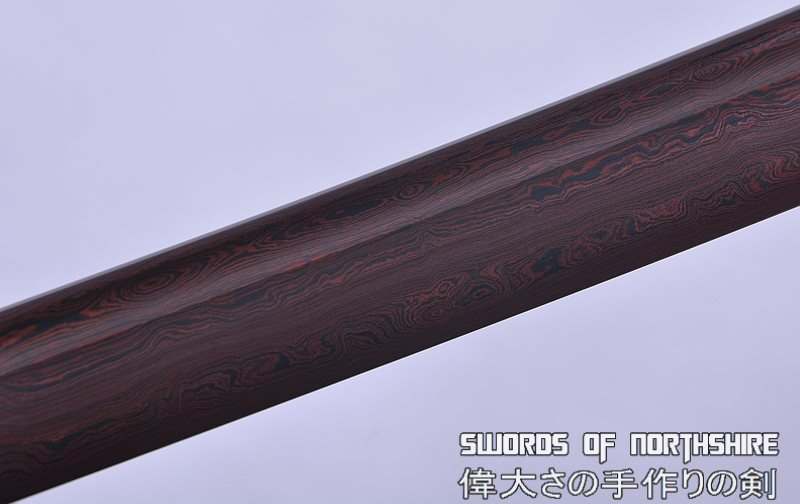 Hand Forged Black and Red Folded Damascus Steel Samurai Katana Sword