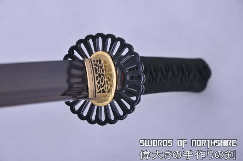 Hand Forged Black and Red Folded Damascus Steel Samurai Katana Sword