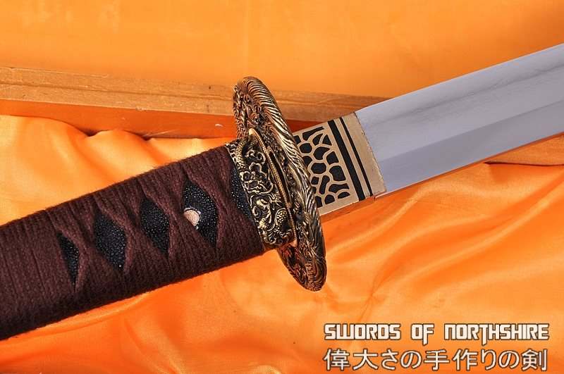 Hand Forged Folded Damascus Steel Clay Tempered Dragon Katana Sword