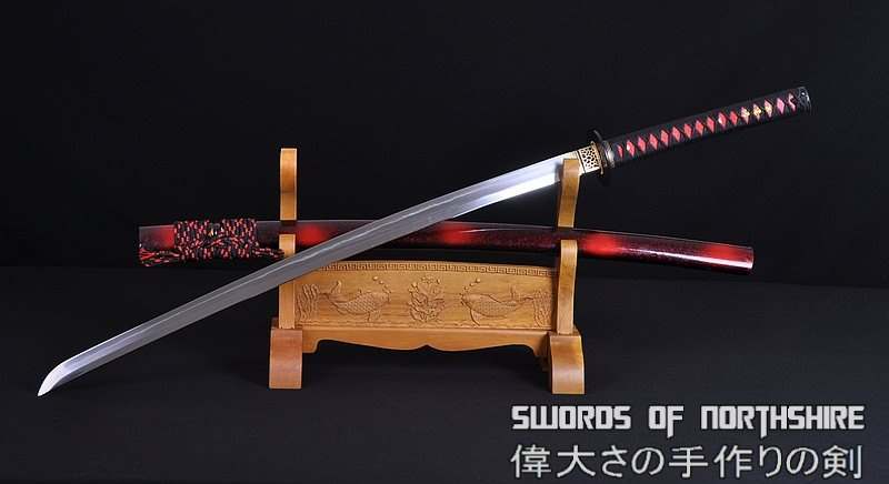 Hand Forged Folded Damascus Steel Clay Tempered Straight Hamon Samurai Katana Sword