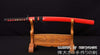 Hand Forged Black and Red Folded Damascus Steel Samurai Crane Wakizashi Sword