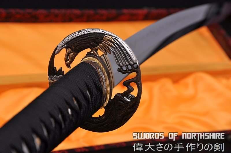 Hand Forged Folded Damascus Steel Clay Tempered Samurai Katana Eagle Sword